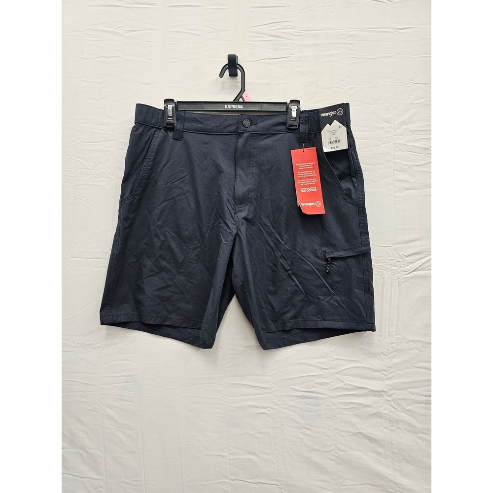 Wrangler Mens ATG Side Zip Utility Shorts Blue Polyester Athletic Size 36